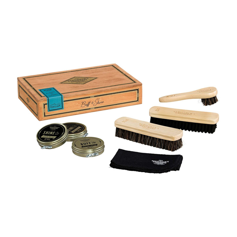 Shoe polish kit box military contents brushes and polishes